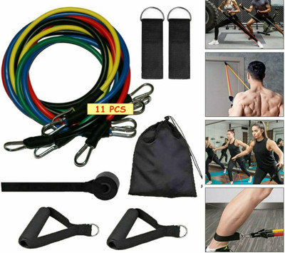BOLDHIGH 11 in One Resistance Band kit with Door Anchor, Foam Handles & Leg Ankle Strap Resistance Tube(Multicolor)