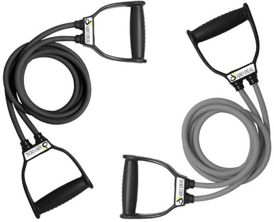 AJRO DEAL Pull Rope Elastic Resistance Bands Fitness Rope Rubber Band for Fitness Exercise Resistance Tube(Black & Grey, Pack of 2)