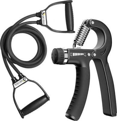 AJRO DEAL Double Toning & Adjustable Hand Grip for Body Workout Equipment Resistance Tube(Black)