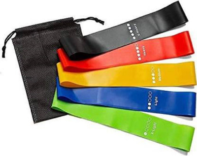 FTYW Legs and Butt Loop Bands Set of 5 for Home Fitness, Stretching Strength Resistance Tube(Multicolor)