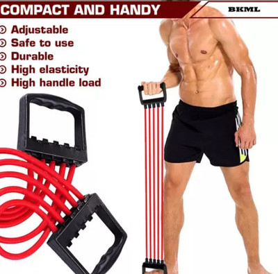 BOLDHIGH Adjustable Chest Expander for Fitness Workout with 5 Soft Latex Rope for Unisex Resistance Tube(Multicolor)