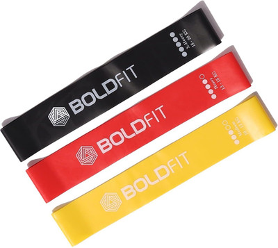 BOLDFIT Mini Loop Band Heavy Bands Workout Theraband Hip Thera Set Men Women Resistance Tube(Yellow, Red, Black)
