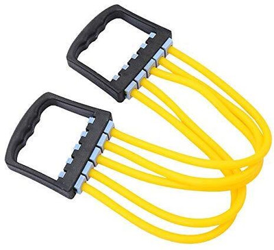 Fitcozi 5 Rubber Tubes Muscle Pulling Exerciser Adjustable Chest Expander Resistance Tube(Yellow)