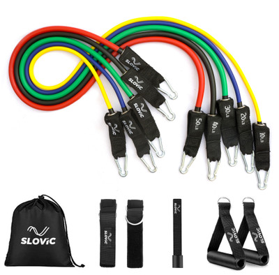 SLOVIC 11 Pc Resistance Tube/Band With Foam Handles, Door Anchor For Rs. 249 @ 38 %