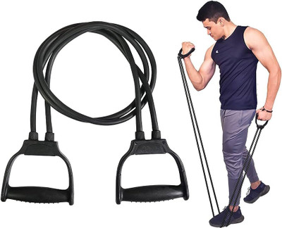 Fitcozi Black Handles Gym Double Toning Tube Resistance Band for Workout Resistance Tube(Black)