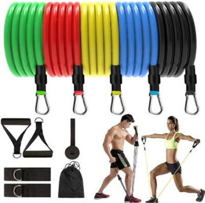 ALORNOR Band 11pcs Set Tube for Fitness Home Gym Exercise Workout toning tube-O7 Resistance Tube(Multicolor)
