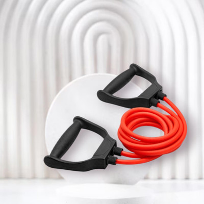 SRD HE-4R Toning Resistance Tube | Rubber Exercise Band for Stretching (BLACK RED) Resistance Tube(Mulicolour)