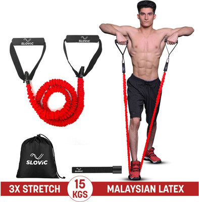 SLOVIC Exercise & Stretching Tube with Nylon Protective Covering | UPTO 15KG Resistance Tube(Red)