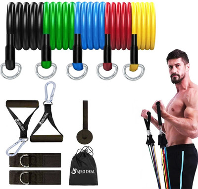 AJRO DEAL 11 PCS Toning Tube Bands Kit for Fitness, Exercise, Home Gym, Cardio, Stretching Resistance Tube(Multicolor)