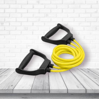 SRD HJ-D8J Toning Tube Elastic Rubber Exercise (BLACK YELLOW) Resistance Tube(Yellow)