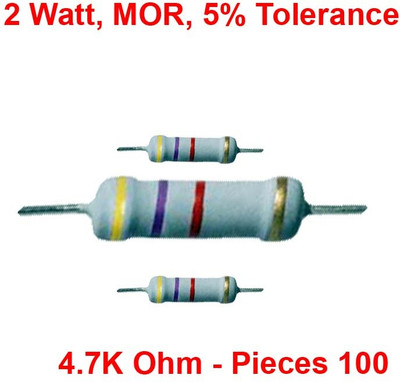 ELPH MOR | Metal Oxide Resistance | 2 Watt | 4.7K Ohm Pcs 100 Fixed Resistor(3.9 kilo ohm 0.05)