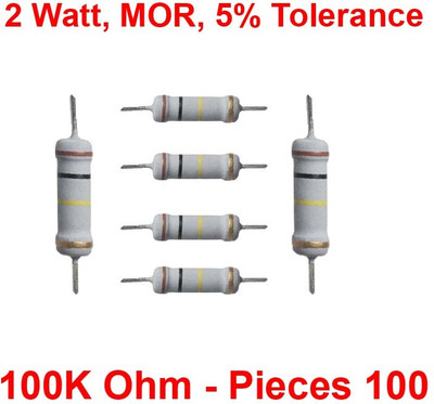 ELPH MOR | Metal Oxide Resistance | 2 Watt | 100K Ohm Pcs 100 Fixed Resistor(68 kilo ohm 0.05)