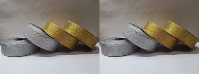 Kigssk Enterprises Pack of 8 Pcs Tissue Ribbon 4 Pcs Golden, 4 Pcs Silver 1\2 Inch / 10 Mtr Each Silver, Gold Satin Ribbon(Pack of 8)