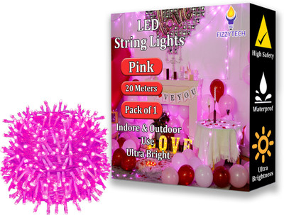 FIZZYTECH 60 LEDs 20 m Pink Steady String Rice Lights(Pack of 1)