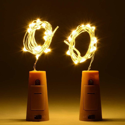 CraftQua 20 LEDs 1.98 m Gold Steady String Rice Lights(Pack of 2)