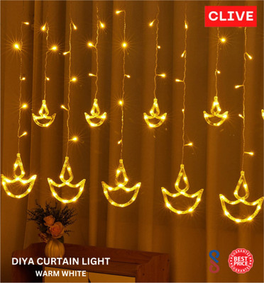 Clive India 138 LEDs 10 m Yellow Flickering, Steady Diya Rice Lights(Pack of 1)