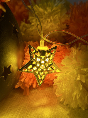 Pride Art 10 LEDs 2.59 m Yellow Steady Star Rice Lights(Pack of 1)