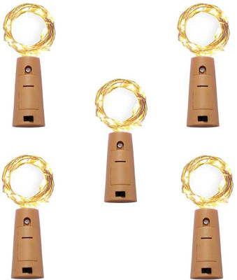 PRIMEFAIR 10 LEDs 2 m Yellow Flickering Bottle Rice Lights(Pack of 5)