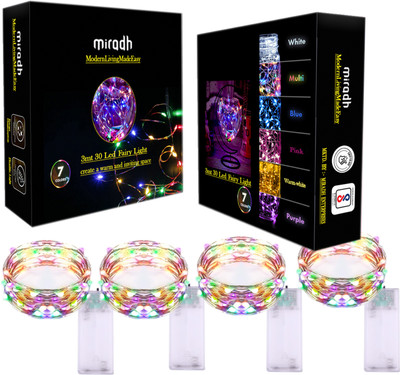 MIRADH 30 LEDs 3 m Multicolor Steady String Rice Lights(Pack of 4)