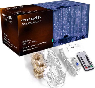 MIRADH 300 LEDs 3 m White Flickering String Rice Lights(Pack of 1)
