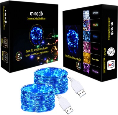 MIRADH 50 LEDs 5 m Blue Steady String Rice Lights(Pack of 2)