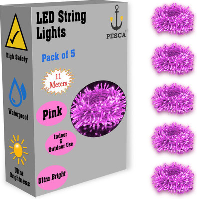 PESCA 40 LEDs 11 m Pink Steady String Rice Lights(Pack of 5)