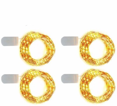 XERGY 20 LEDs 2 m Yellow Steady Water Drop Rice Lights(Pack of 4)