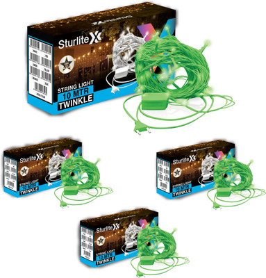 Sturlite 46 LEDs 10 m Green Steady Bulb Rice Lights(Pack of 4)