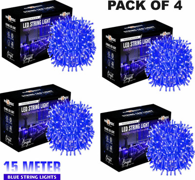 Pick Ur Needs 40 LEDs 15 m Blue Steady String Rice Lights(Pack of 4)