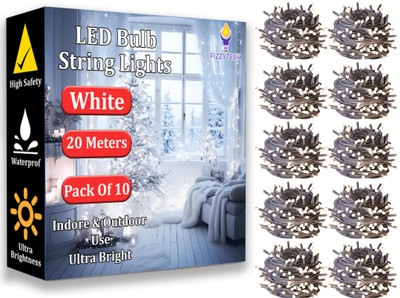 FIZZYTECH 60 LEDs 20 m White Steady String Rice Lights(Pack of 10)