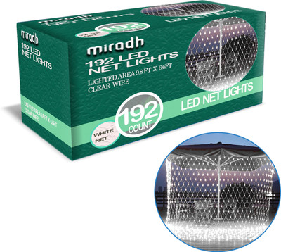 MIRADH 192 LEDs 3 m White Flickering, Steady Net/Mesh Rice Lights(Pack of 1)