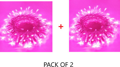 PriPra 60 LEDs 20 m Pink Steady Ball Rice Lights(Pack of 2)