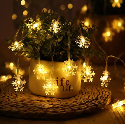 WunderVoX 14 LEDs 3.35 m Transparent Steady Snow Flake Rice Lights(Pack of 1)