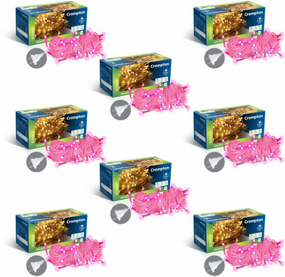 Crompton 48 LEDs 10 m Pink Steady String Rice Lights(Pack of 8)