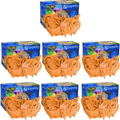 SAYENY 40 LEDs 15 m Orange Steady String Rice Lights(Pack of 7)