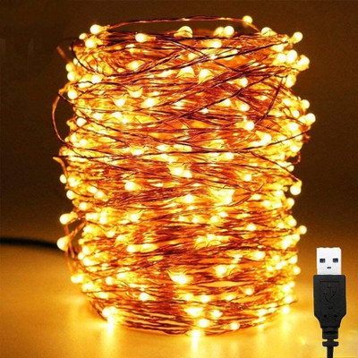 XERGY 200 LEDs 20 m Yellow Steady String Rice Lights(Pack of 2)