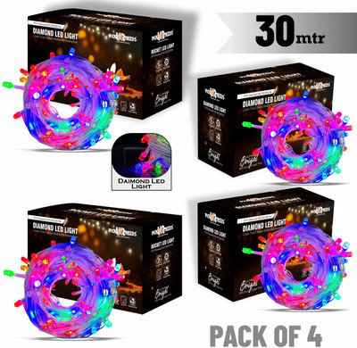 Make Ur Wish 60 LEDs 30 m Multicolor Flickering String Rice Lights(Pack of 4)