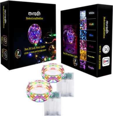 MIRADH 30 LEDs 3 m Multicolor Steady String Rice Lights(Pack of 2)
