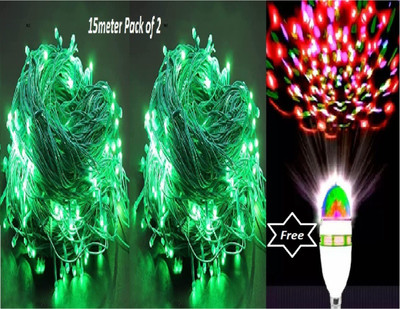 REIRSON 40 LEDs 10 m Green Steady String Rice Lights(Pack of 2)
