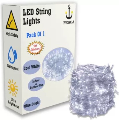 PESCA 60 LEDs 20 m White Steady String Rice Lights(Pack of 1)