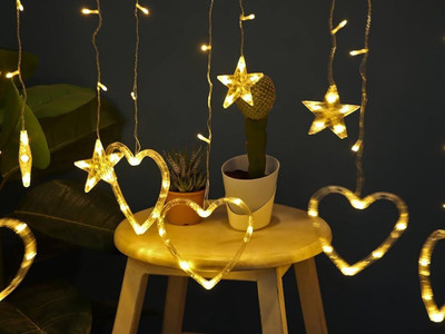 WBD 102 LEDs 3 m Yellow Flickering Heart Rice Lights(Pack of 1)