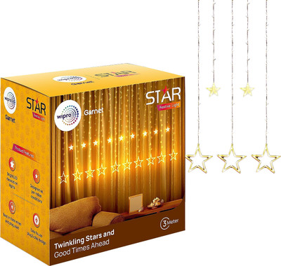 Wipro 108 LEDs 3 m Yellow Steady Star Rice Lights(Pack of 1)