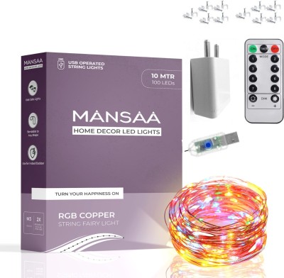 MANSAA 100 LEDs 10 m Multicolor Flickering String Rice Lights(Pack of 1)