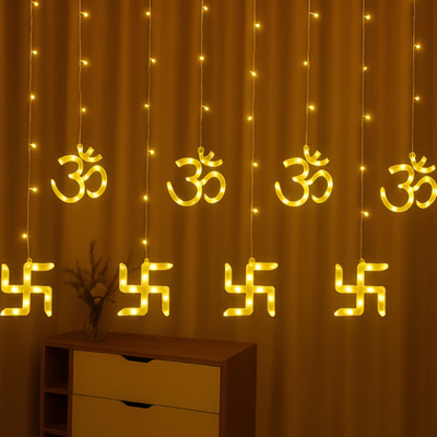 Oaklime 12 LEDs 2.49 m Yellow Flickering Swastik Rice Lights(Pack of 1)