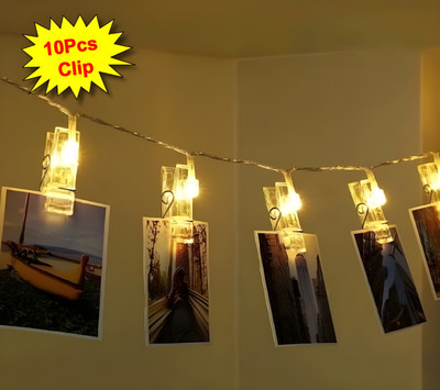 DeoDap 10 LEDs 3 m Yellow Steady Clip Rice Lights(Pack of 1)