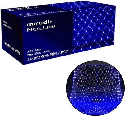 MIRADH 144 LEDs 2 m Blue Flickering, Steady Net/Mesh Rice Lights(Pack of 1)