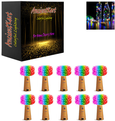 AncientKart 20 LEDs 2 m Multicolor Steady Bulb Rice Lights(Pack of 10)