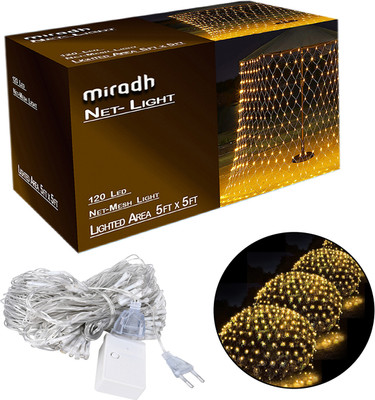 MIRADH 120 LEDs 1.5 m Yellow Color Changing, Flickering, Steady String Rice Lights(Pack of 1)
