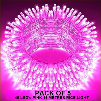 Dreamica 40 LEDs 11 m Pink Steady String Rice Lights(Pack of 5)
