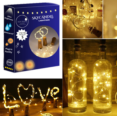Skycandle 20 LEDs 2 m White Steady String Rice Lights(Pack of 5)